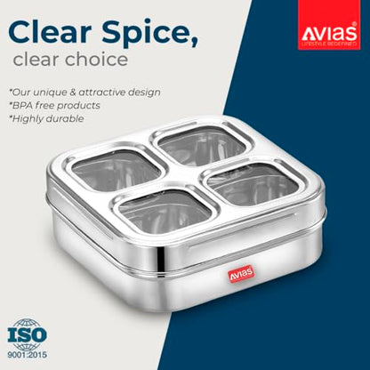 Image 7 of AVIAS 4-in-1 Stainless Steel Masala/Spice Box