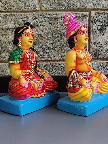 Image 5 of Breeze Handicrafts Paper Mache Doll Couple Statue for Bommalu Koluvu Home Decor and Showpiece Idol Navratri Gift for Women (Mama Mami Young)