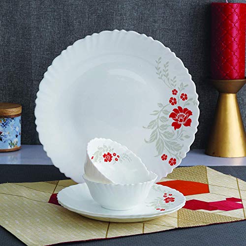 Image 3 of CELLO Scarlet Bliss Dazzle Series Opalware Dinner Set of 18 Pieces for Family of 6