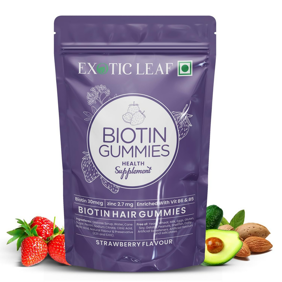 Image 1 of 30 Gummies / Pack of 1 for the product Exotic Leaf Biotin Gummies