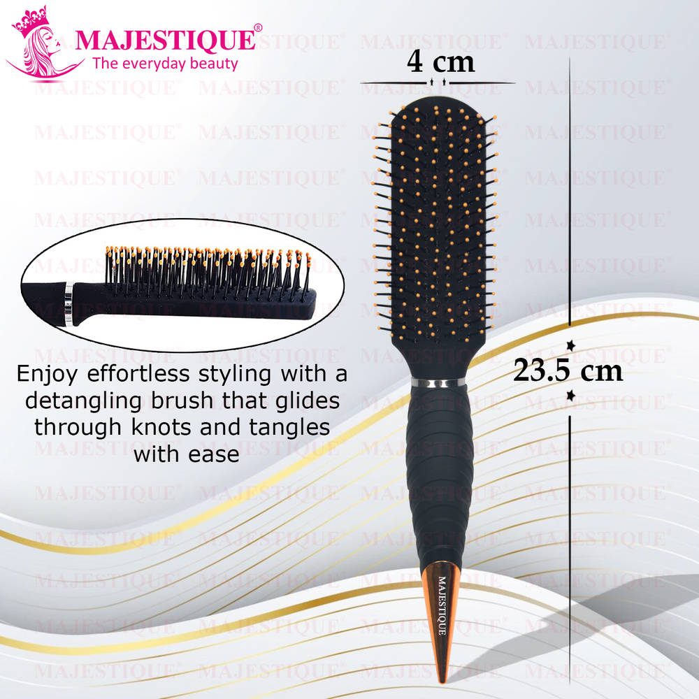 Image 2 of Majestique Detangling Flat Hair Brush HR155 Styling, Blow Drying, Shaping - Perfect for Travel