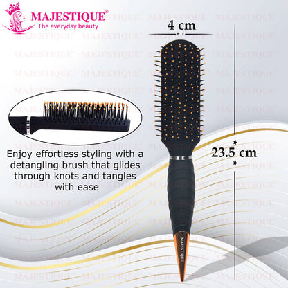 Image 2 of Majestique Detangling Flat Hair Brush HR155 Styling, Blow Drying, Shaping - Perfect for Travel