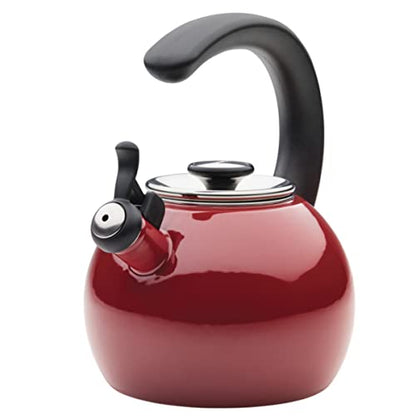 Image 2 of Red for the product Circulon Enamel On Steel Whistling Tea Kettle