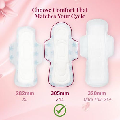 Image 8 of Niine Naturally Soft XXL Sanitary Pads for Women | 40 Pads | 305MM | Cottony Soft Top Cover | Extra Coverage with Wider Back, Quick Absorption for Heavy Flow