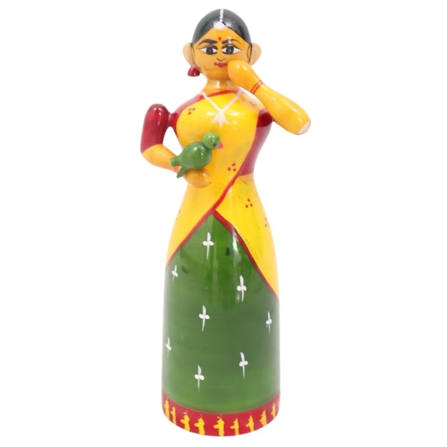 Image 1 of Default Title for the product Handcrafted Etikoppaka Parrot Lady Showpiece Toy | 6 in
