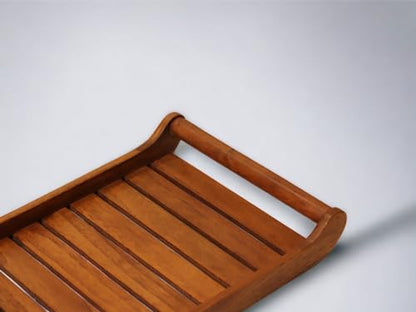 Image 2 of Vesta Homes Large Teak Wood Rectangular Serving Tray 38 X 25 X 6 Cm