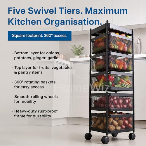 Image 3 of HomeWiz Square Kitchen Rack 5-Layer