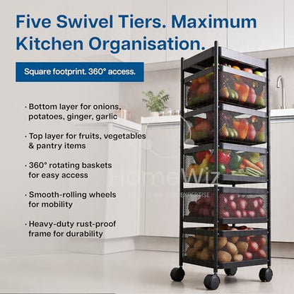 Image 3 of HomeWiz Square Kitchen Rack 5-Layer