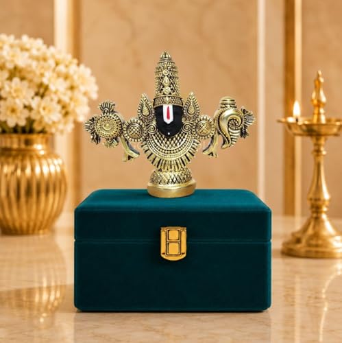 Image 3 of Gold Art India Ganesha Idol for Car Dashboard & Kamdhenu Idol for Vastu Decor (Gold Antique Matte, Oval)