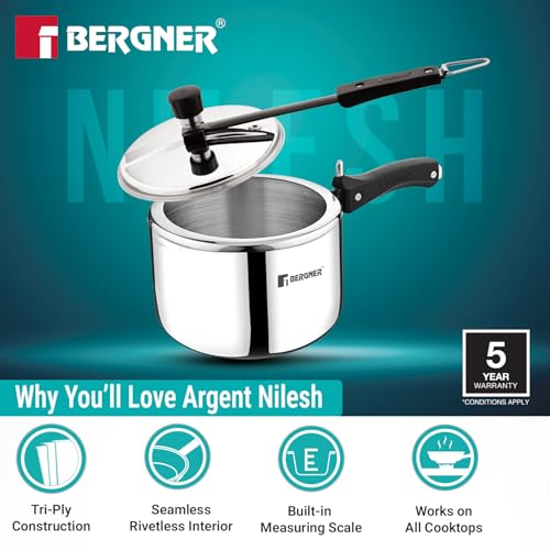 Image 8 of Bergner Argent Triply Stainless Steel Pressure Cooker