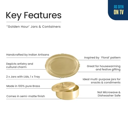Image 5 of ExclusiveLane Golden Hour Multi-Utility Storage Brass Jars & Containers With Tray Set of 2 320 ml