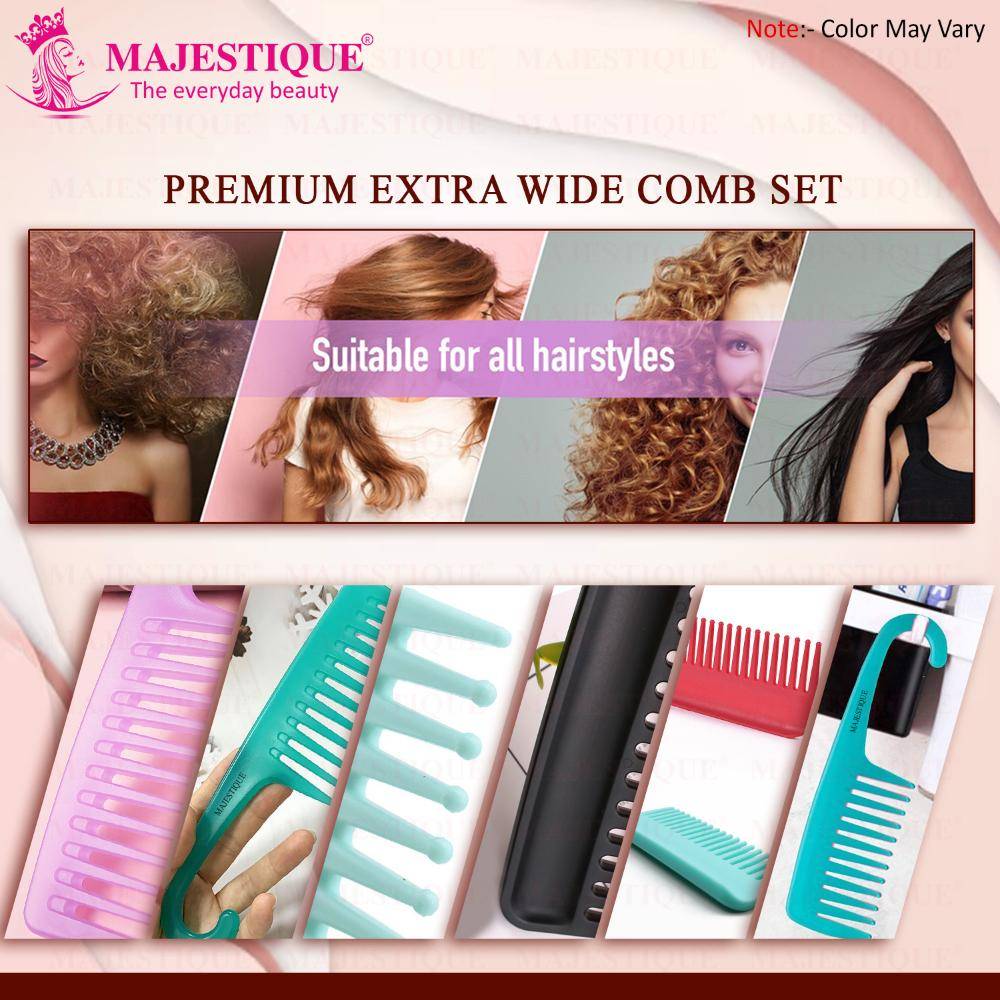 Image 5 of Majestique Detangling Wide Tooth Comb - Set Of 2