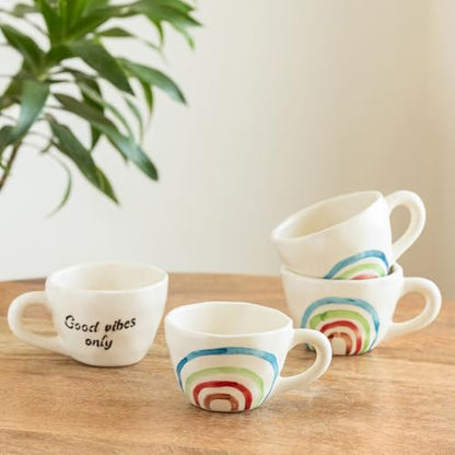 Image 1 of Default Title for the product ExclusiveLane Rainbow Bright Hand-Painted Ceramic Coffee Mug Set of 4 220 ML
