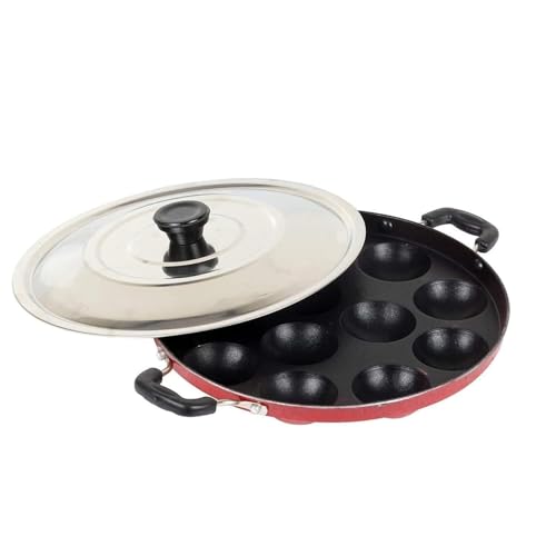 Image 1 of Default Title for the product Vipron Nonstick Appam Pan with Lid & Handle 12 Cavity