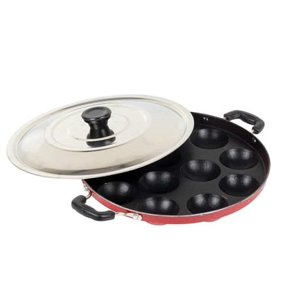 Image 1 of Default Title for the product Vipron Nonstick Appam Pan with Lid & Handle 12 Cavity