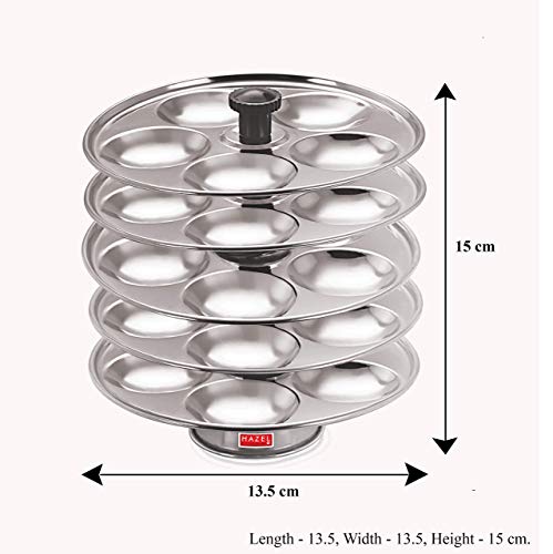 Image 5 of HAZEL Stainless Steel Medium Idli Plate with Stand, 5-Rack Plates, 25 Idlis