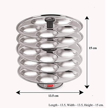 Image 5 of HAZEL Stainless Steel Medium Idli Plate with Stand, 5-Rack Plates, 25 Idlis