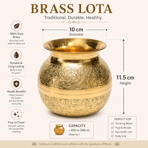 Image 2 of Pure Source India Brass Pooja Kalash Lota 650 ml