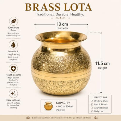 Image 2 of Pure Source India Brass Pooja Kalash Lota 650 ml