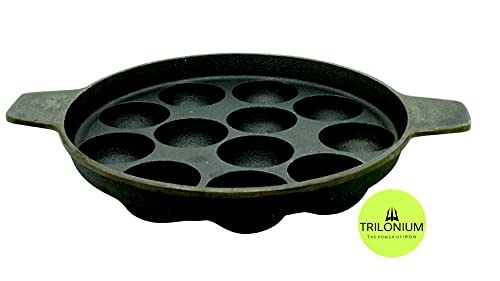 Image 5 of TRILONIUM Triple Seasoned Cast Iron Paddu Tawa 12 Pits 2 Kgs