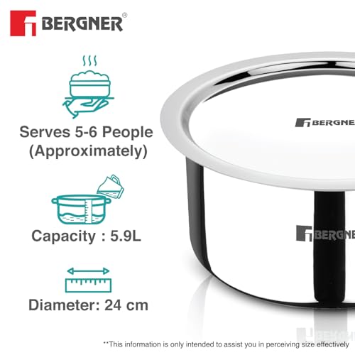 Image 9 of BERGNER Argent Triply Tope with Stainless Steel Lid