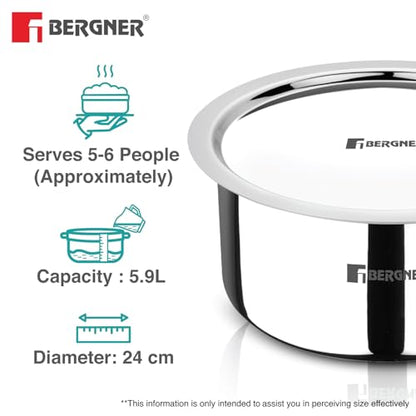 Image 9 of BERGNER Argent Triply Tope with Stainless Steel Lid