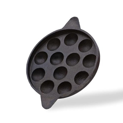 Image 3 of Nutreeware Cast Iron Paniyarakkal 12 Cavity Paniyaram Pan for Home Cooking