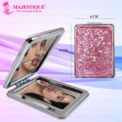 Image 2 of Majestique Glitter Portable Makeup Mirror, Double-Sided Foldable Hand Mirror