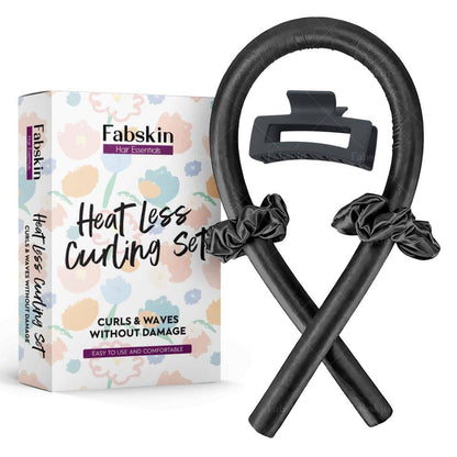 Image 1 of 1 Pc / Pack of 1 for the product Fabskin Heatless Hair Curler Set With Hair Curling Rod, Scrunchies & Claw Clip - Black
