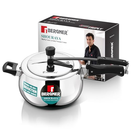 Image 1 of Default Title for the product BERGNER Shouraya Triply Stainless Steel Pressure Cooker 5 Litres