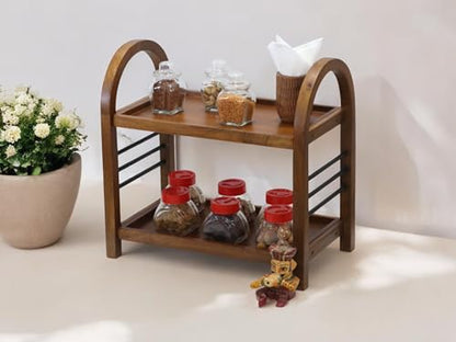 Image 5 of Vesta Homes Wooden Organizer Rack Stand for Kitchen, Bathroom, Countertop & Office 45.5 x 27 x 45 cm