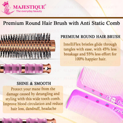 Image 3 of Majestique Round Hair Brush With Comb (Set of 2)