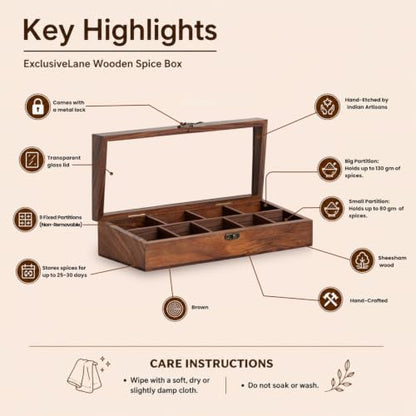 Image 6 of ExclusiveLane Spice Keeper Wooden Spice Box with Spoon 130 & 80 Gm