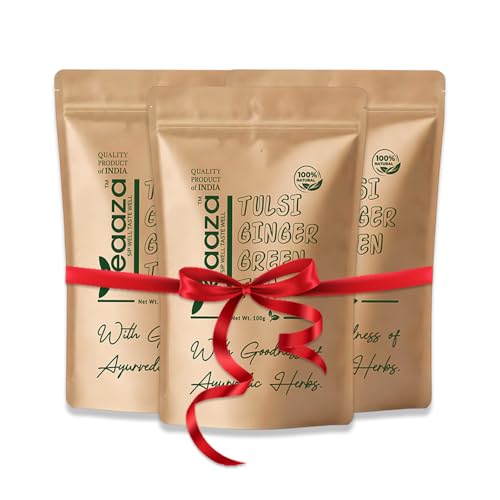 Image 3 of 100 g (Pack Of 3) for the product Teaaza Green Tea With Tulsi And Ginger Blend -100 Grams