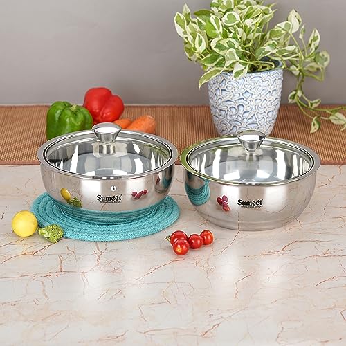 Image 7 of 1 l & 1.5 l for the product Sumeet Stainless Steel Casserole with Glass Lid