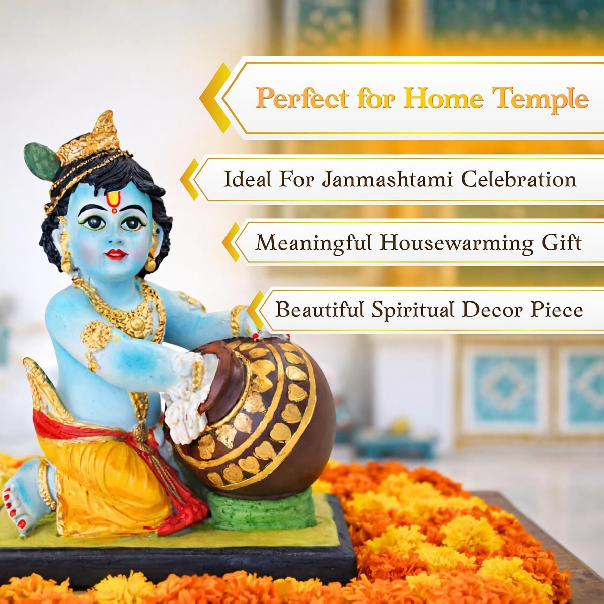 Image 6 of Bal Krishna Idol with Butter Pot - Blue