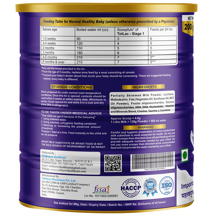Image 3 of Wellknown Healthcare Totlac Plus Baby Milk Powder Stage 1, Upto 6 Months