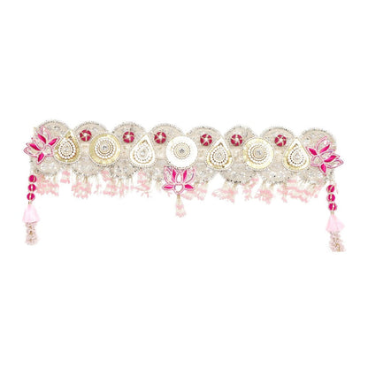 Image 1 of Renu's Creation Pink Lotus Silver Sequin Toran