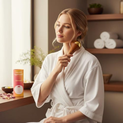 Image 4 of Livronic Face Acupoint Kansa Wand Massager with Teak Wood Handle for Detoxification and Deep Relaxation Natural Kansa 2 in 1 Bronze