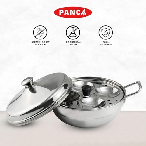 Image 5 of PANCA Stainless Steel Idli Maker with Multi Purpose Kadai | 15 Litre Steamer Cooker with 2 Idli Plates (8 Cavity) & Steel Lid | Kitchen Accessories (Idli Maker Set)