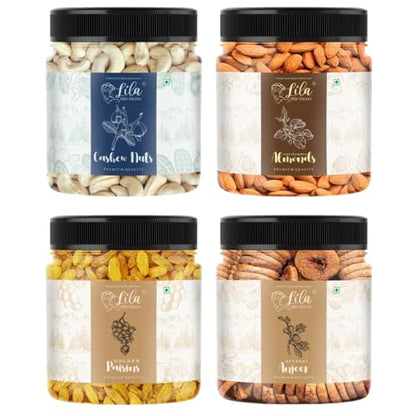 Image 1 of Pack of 1 for the product Lila Dry Fruits Combo (250 Gms x 4) Jar pack
