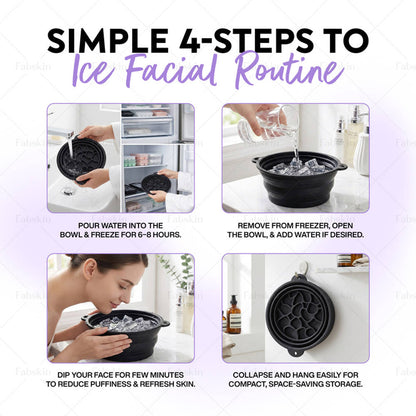 Image 4 of Fabskin Ice Face Bowl For Facial Icing & Cold Water Therapy - Black With Cleansing Spong
