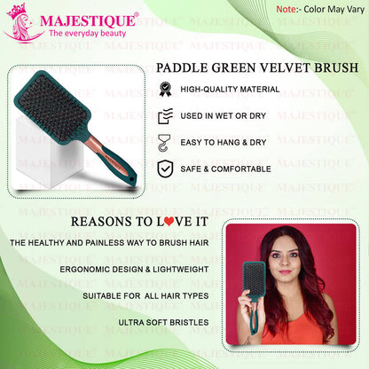 Image 6 of Majestique Paddle Green Velvet Air Cushion Hair Brush