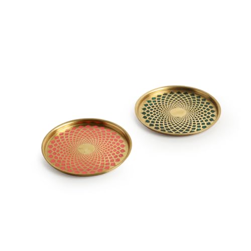 Image 2 of ExclusiveLane Mughal Arc Hand-Enamelled Pure Brass Coasters Set of 2