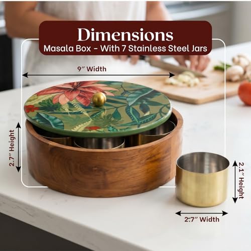 Image 7 of nestroots Wooden Masala Box for Kitchen