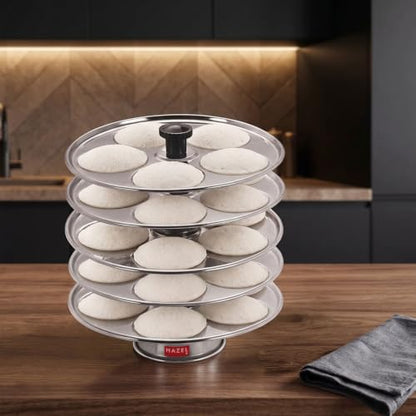 Image 1 of Default Title for the product HAZEL Stainless Steel Medium Idli Plate with Stand, 5-Rack Plates, 25 Idlis