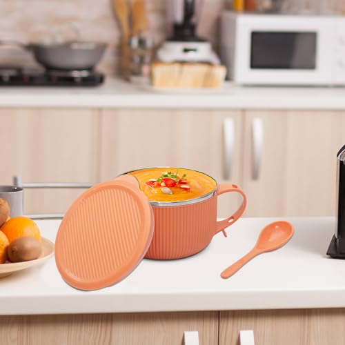 Image 3 of Jaypee Plus Stainless Steel Ribtok Meal Bowl Soup Bowl with Lid & Spoon, 900ml