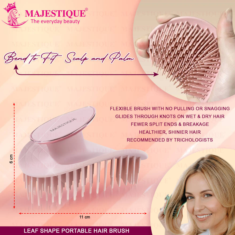 Image 2 of Majestique Leaf Shape Scalp Massager Hair Brush