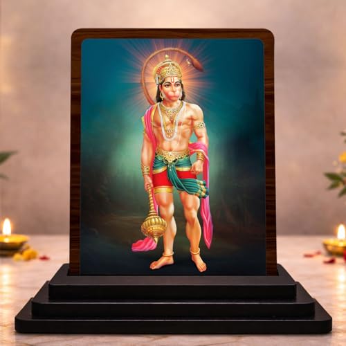 Image 1 of Default Title for the product HD Printed Hanuman Wooden Idol 4x5 Inch Temple Gift Spiritual Showpiece