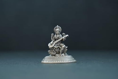 Image 2 of Dista Silvers Antique 2D Saraswathi Idol 14.75 cm